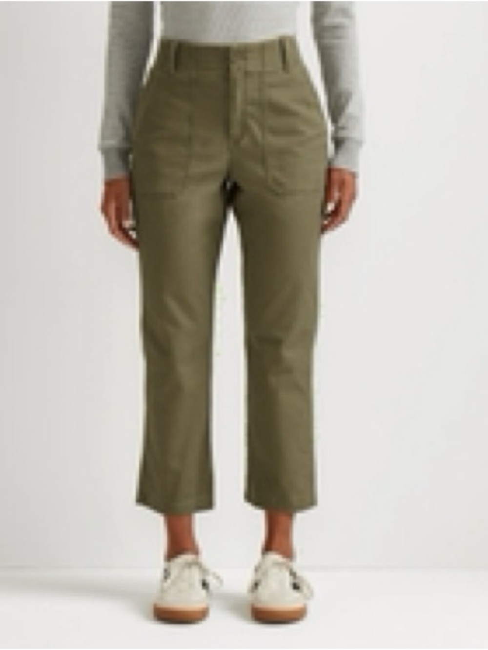 NWT Eddie Bauer Women’s Utility Canvas Kick Crop pants Alder Green size 2